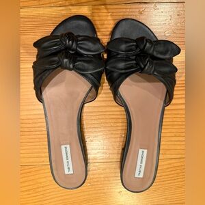 Tabitha Simmons Black Leather Bow Sandals